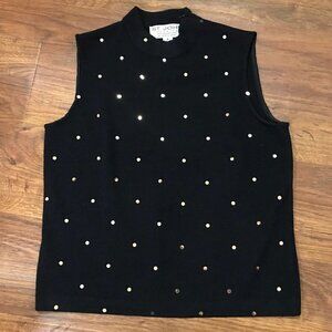 St. John Santana Knit sleeveless gold dot Sweater